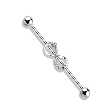 Industrial barbell with infinity sign