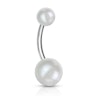 Belly button ring with pearl balls Piercing