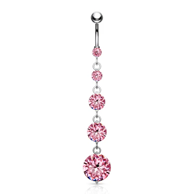 Belly button ring with long dangle.