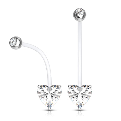 Pregnancy belly ring made of PTFE with heart-shaped gem