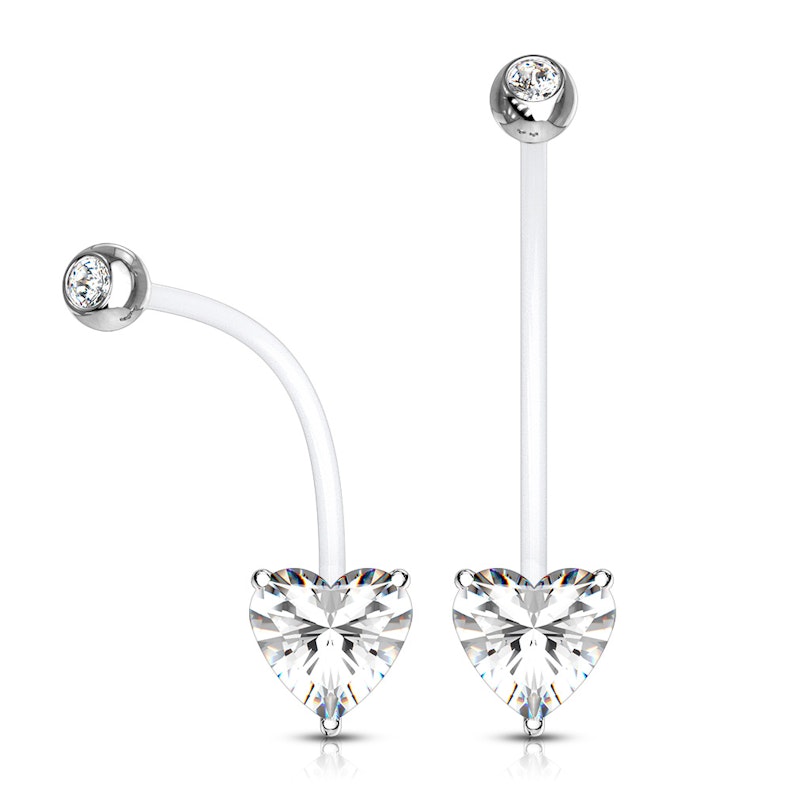 Pregnancy belly ring made of PTFE with heart-shaped gem Body Jewelry