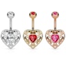 Belly button ring with charm and stone heart-shaped Piercing Jewelry