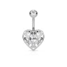 Belly button ring with charm and stone heart-shaped Piercing Jewelry