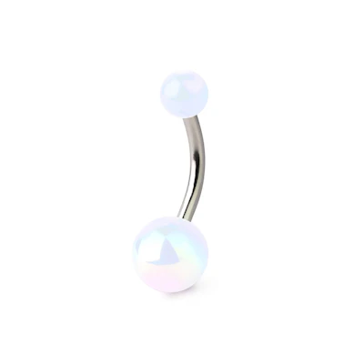 Belly button ring with metallic look balls