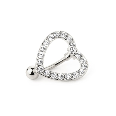Belly button ring with inlaid edge heart