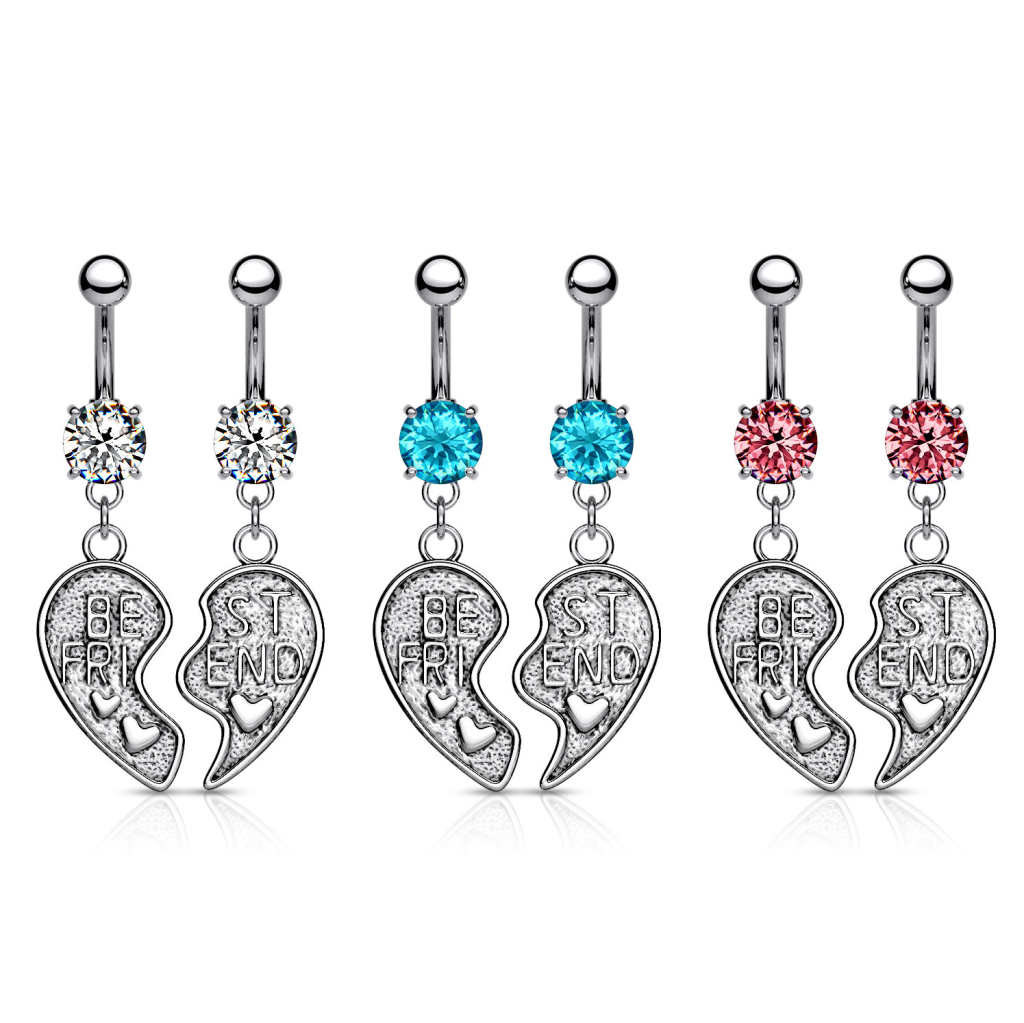 Pair of belly button rings with friendship theme Body Piercing
