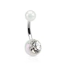 Belly button ring in metallic colors with clear stone Piercings