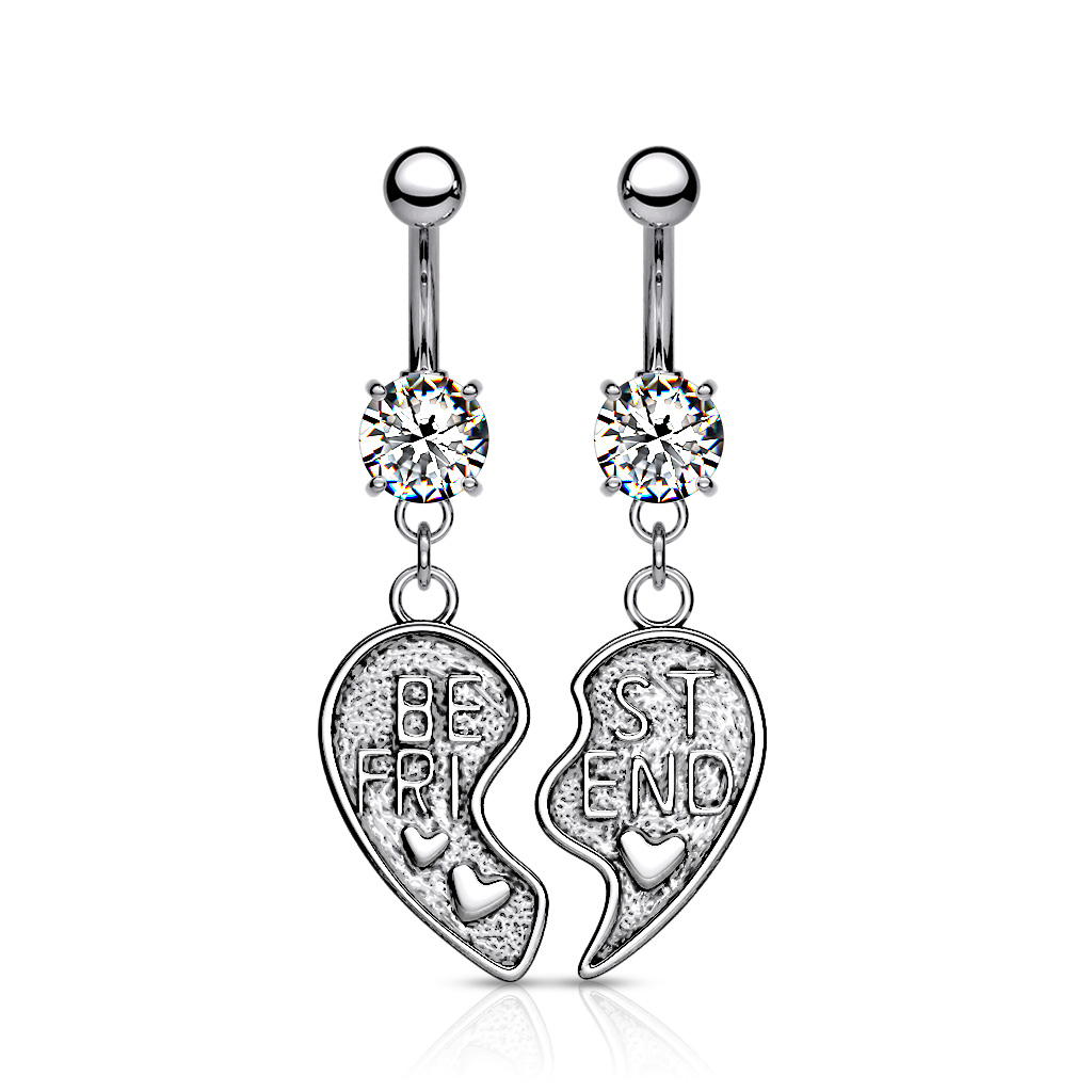 Pair of belly button rings with friendship theme Body Jewelry