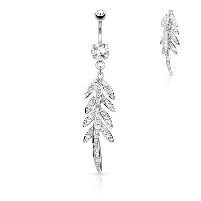 Belly button ring with palm leaves in dangle Piercing Jewelry
