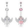 Belly button ring with studded owl dangle Piercing