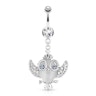 Belly button ring with studded owl dangle Piercings