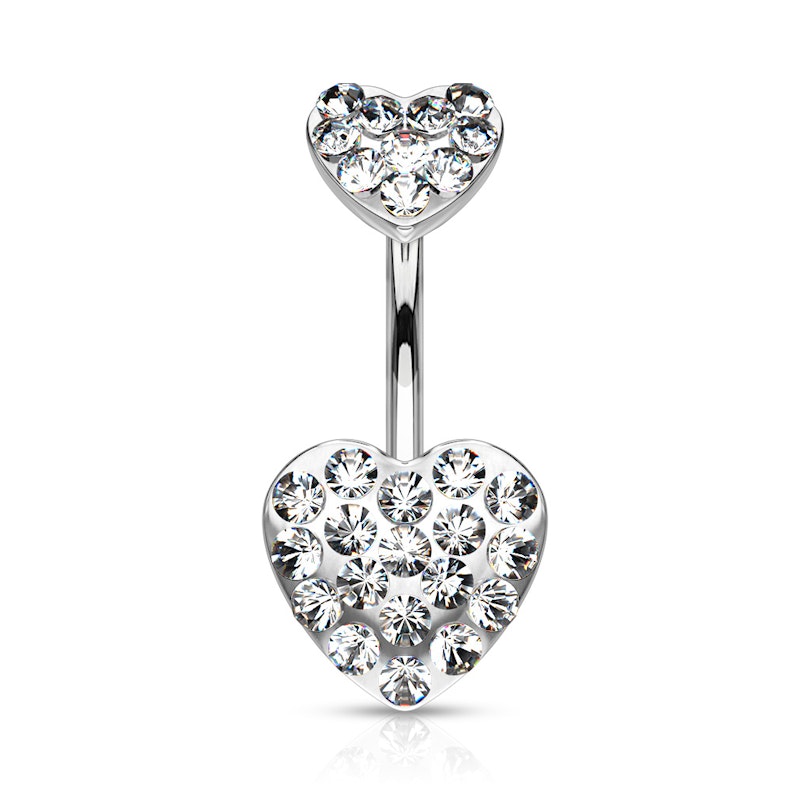 Belly button ring with studded hearts Body Jewelry