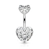Belly button ring with studded hearts Body Jewelry