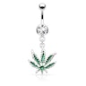 Belly button ring with large marijuana leaf dangle Piercing Jewelry