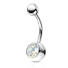 Belly button ring with bezel-set opalite stone Piercings