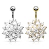 Belly button ring with large studded flower Piercing Jewelry