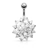 Belly button ring with large studded flower Body Jewelry