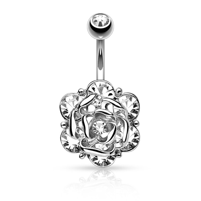 Belly button ring with studded flower in your choice of color Body Piercing