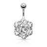 Belly button ring with studded flower in your choice of color Body Piercing