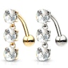 Reverse belly button ring made of 14k gold with stones Body Jewelry