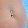 Reverse belly button ring made of 14k gold with stones Piercings