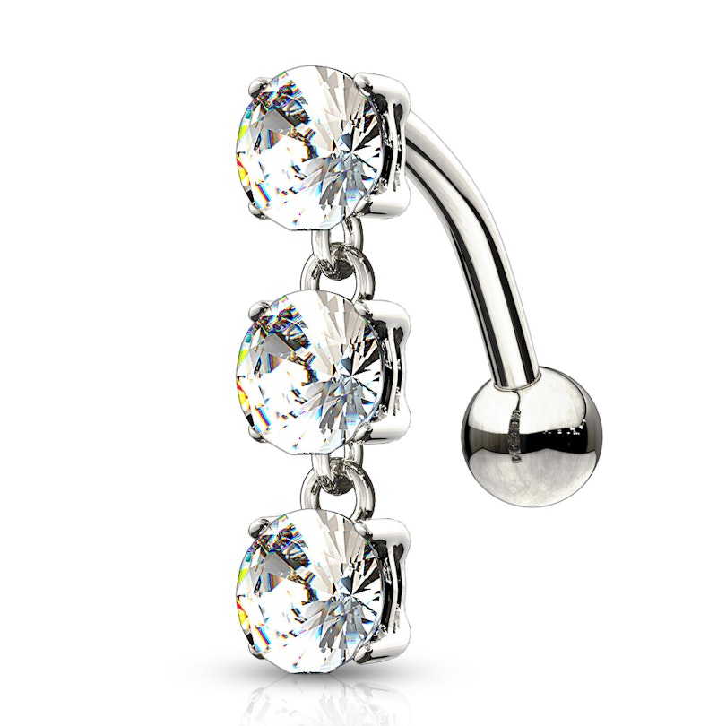 Reverse belly button ring made of 14k gold with stones Piercing
