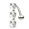 Reverse belly button ring made of 14k gold with stones Piercing