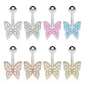 Belly button ring with studded butterfly charm Body Jewelry