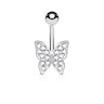 Belly button ring with studded butterfly charm Body Jewelry