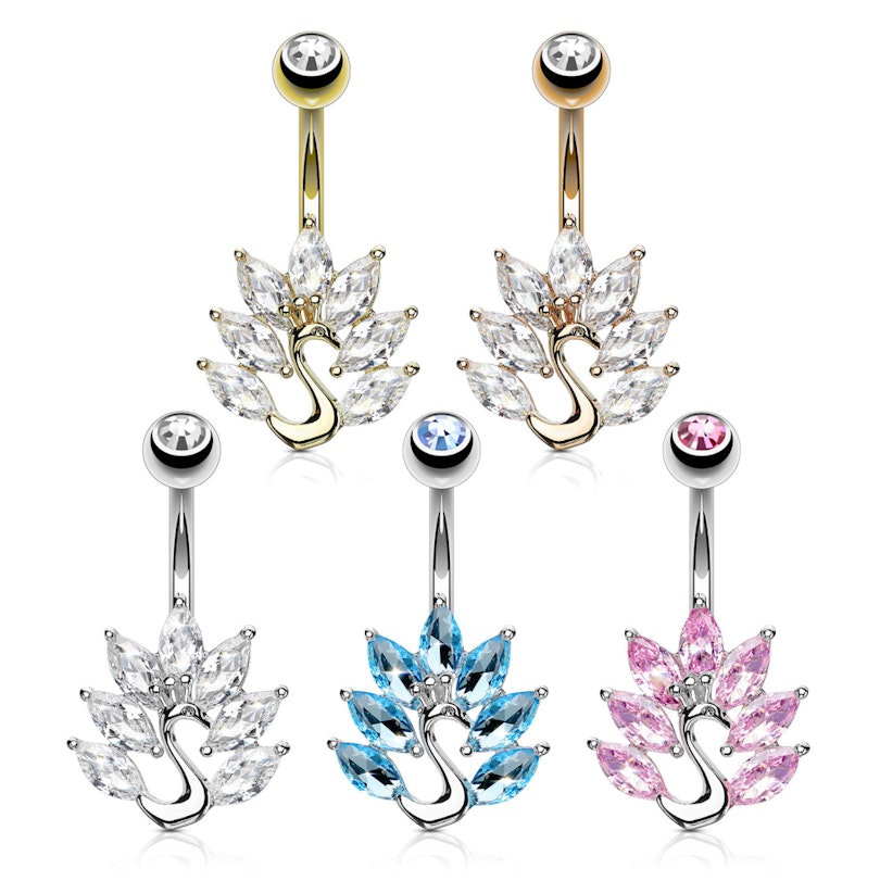 Belly button ring with peacock Body Jewelry