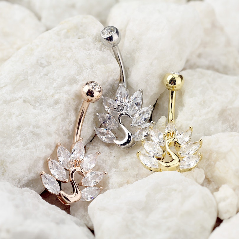 Belly button ring with peacock Body Jewelry