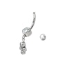 Belly button ring made of titanium with a dangling cluster of bezel-set stones Body Jewelry