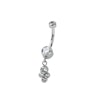 Belly button ring made of titanium with a dangling cluster of bezel-set stones Body Piercing