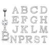 Belly button ring with studded letter dangle Piercing Jewelry