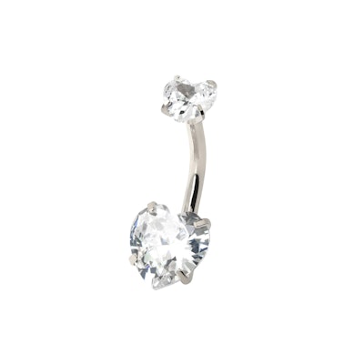 Belly button ring internally threaded with hearts