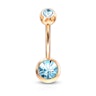 Belly button ring double jeweled and rose gold-plated Piercings