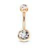 Belly button ring double jeweled and rose gold-plated Piercing