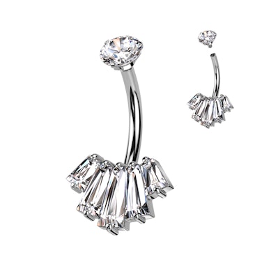 Belly ring with baguette stones