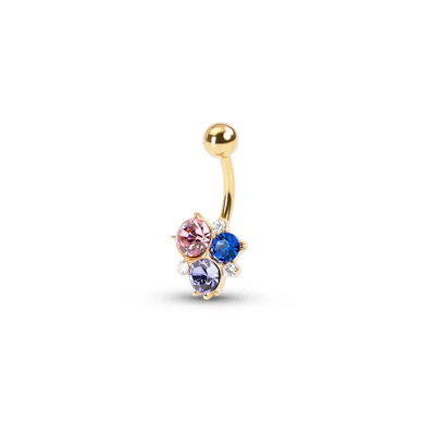 Belly ring with cluster of colourful stones