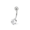 Belly button ring with bottom heart-shaped gem Body Jewelry