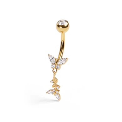 Titanium belly ring with butterflies