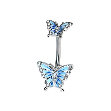 Double butterfly belly barbell