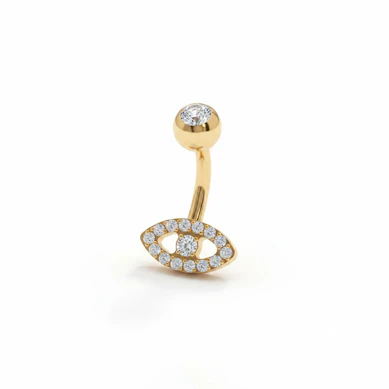 Titanium belly ring with evil eye