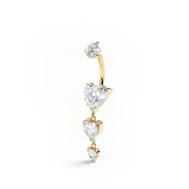 Titanium belly ring with trio of hearts