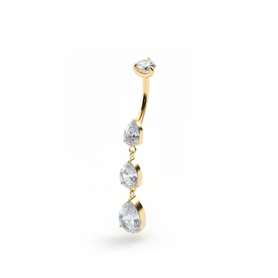 Titanium belly ring with cascading stones