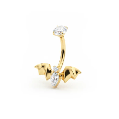 Titanium belly ring with bat