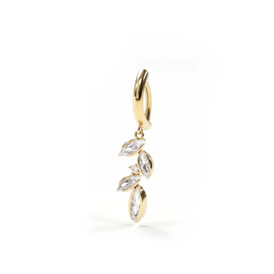 Belly clicker with gemstone leaves dangle