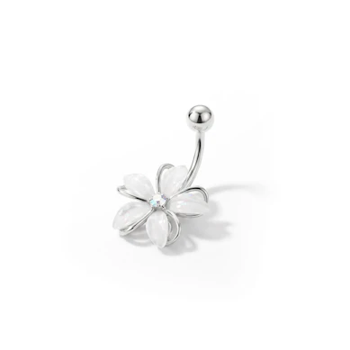 Belly button ring with flower