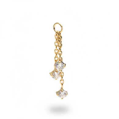 Charm with trio of stones