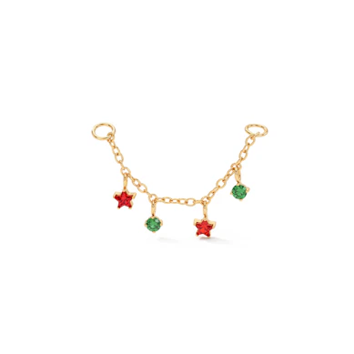 Piercing chain with stars and baubles